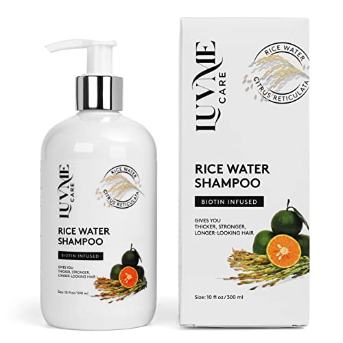 Luv Me Care Rice Water Hair Growth Shampoo With Biotin,Rice for Thinning and Loss, All Types, Men Women 10 Fl Oz