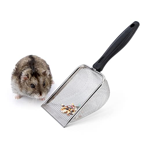 Niteangel Hamster Sand Bath Scoop: - Stainless Steel Sand Substrate Shovel Fine Mesh Metal Sifter Scooper fits Small Animal sandbath Box (Small Scoop)