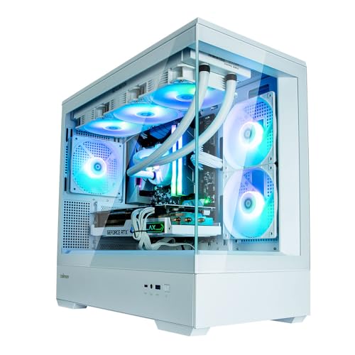 Zalman P30 Micro-ATX Tower PC Case - 3 x 120mm ARGB Fans Pre-Installed - Panoramic View, Frameless Tempered Glass Front & Side Panel with Type C Port and USB 3.0, White