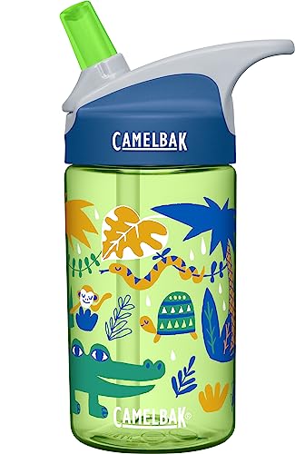 CamelBak eddy Kids Water Bottle - CamelBak Kids Big Bite Valve - Spill Proof - Water Bottle For Kids - BPA-Free Water Bottle - 12oz, Jungle Animals