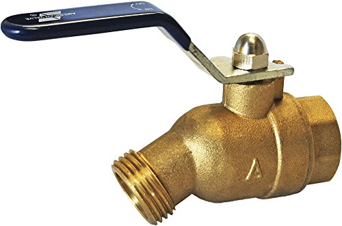 American Valve M76QT 3/4' Quarter Turn Hose Bibb FIP, 2 port, 3/4-Inch, Brass