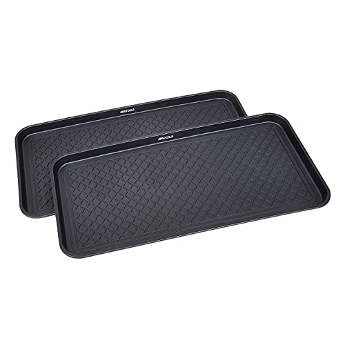 GREAT WORKING TOOLS Boot Trays Set of 2 Heavy Duty Shoe Trays All Season Pet Feeding Trays Snow Mat for Muddy Shoes Wet Boots - Black, 40' x 20' x 1.2'