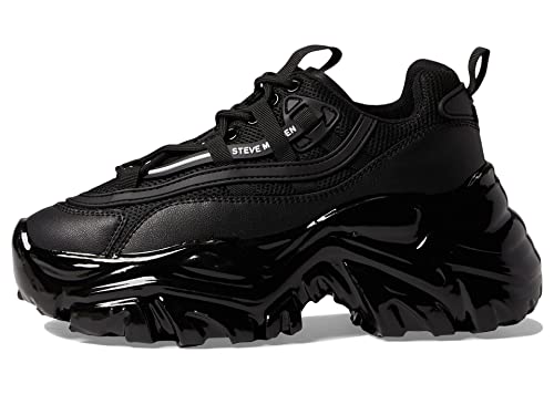 Steve Madden Women's Ecker Sneaker, Black, 7.5