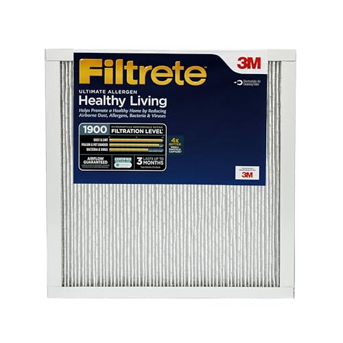 Filtrete 20x20x1 AC Furnace Air Filter, MERV 13, MPR 1900, Premium Allergen, Bacteria & Virus Filter, 3-Month Pleated 1-Inch Electrostatic Air Cleaning Filter, 2-Pack (Actual Size 19.69x19.69x0.78 in)
