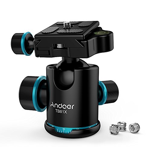 Andoer Tripod Head, Tripod Ball Head 360 Degree Rotating Panoramic Ball Head with Quick Release Plate, Max Load 8kg 17.64lbs for Tripod Monopod Slider DSLR Camera