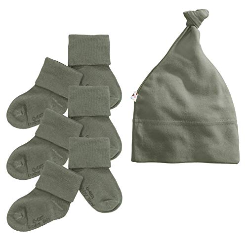 Babysoy Eco Beanie and Socks Set (0-6 Months, Thunder)