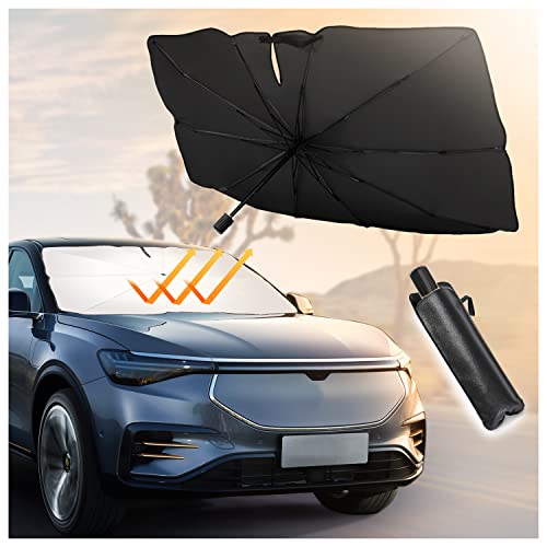 Car Windshield Sunshade Umbrella,Protect Car Interiors from UV&High Temperature Damage,Upgraded Opening Foldable Sun Shade Cover Summer Car Accessories 55'x31'
