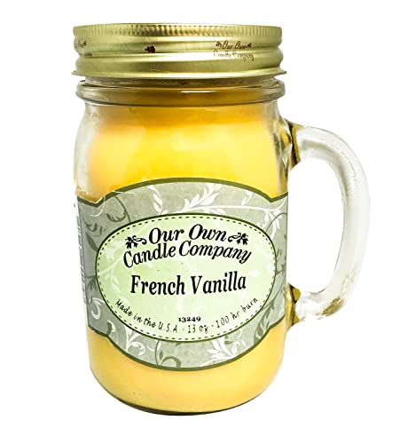 Our Own Candle Company, French Vanilla Scented Mason Jar Candle, 100 Hour Burn Time, Made in The USA - 13 Ounces