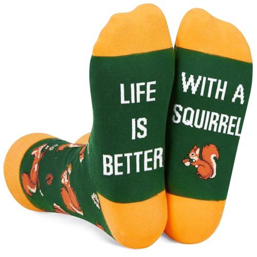 Zmart Funny Socks Squirrel Gifts for Squirrel Lovers, Novelty Squirrel Socks Crazy Silly Fun Socks