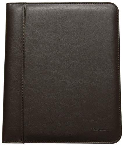Ben Sherman 12' Vegan Saffiano Bi-fold Business School, Work, Professional Padfolio Binder, Brown, Faux Leather Writing Pad
