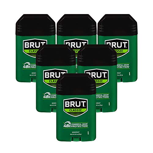 Brut Deodorant Stick, 2.25 Ounces, 6 Pack, Fresh Scent, Odor and Wetness Protection, Made in USA
