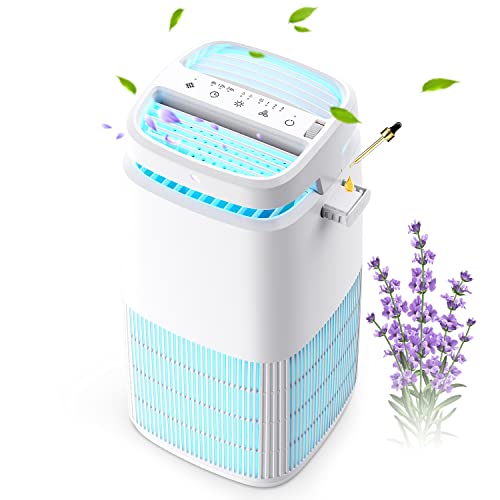 POMORON 4-in-1 Air Purifiers for Home, Air Ionizer Negative Ion Generator, Efficient HEPA Filter, UV, Remove 99.97% Particles such as Pollen Smoke Pet Dander Air Cleaner for Bedroom, MJ002H, White
