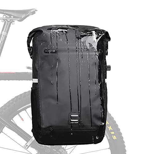 Rhinowalk Bike Pannier Bag 22L Waterproof Bicycle Bag Motor Pannier Backpack Shoulder Bag Laptop Pannier Travel Bag Professional Cycling Accessories-Black
