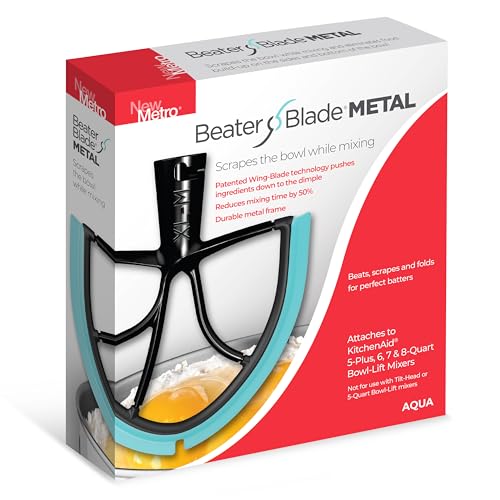 New Metro Design Beater Blade, Fits 5-Plus, 6, 7 & 8-Qt Bowl-Lift stand mixers, Aqua