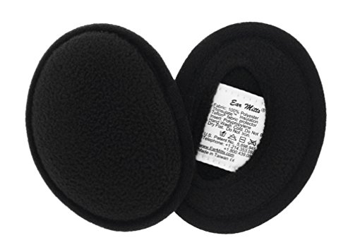 Ear Mitts Bandless Ear Muffs For Men & Women, Black Fleece Ear Warmers, Small