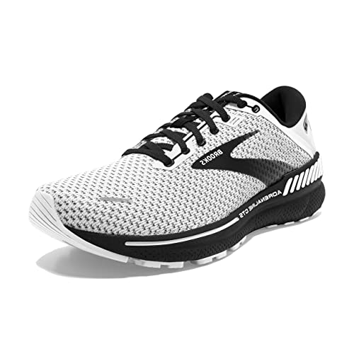 Brooks Men's Adrenaline GTS 22 Supportive Running Shoe - White/Grey/Black - 12 Medium
