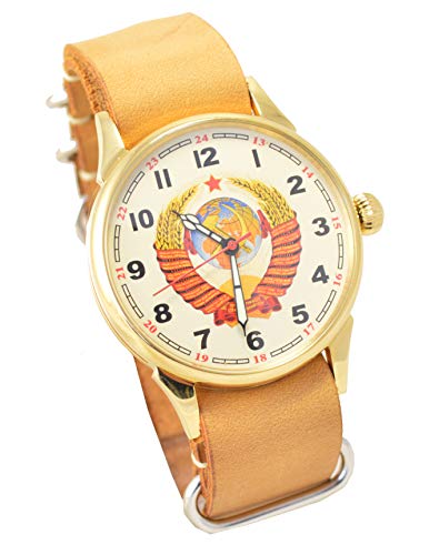 Raketa Military Soviet Mens Wrist Watch USSR Rare Russian Mens Wrist Watch (Milk Chocolate)