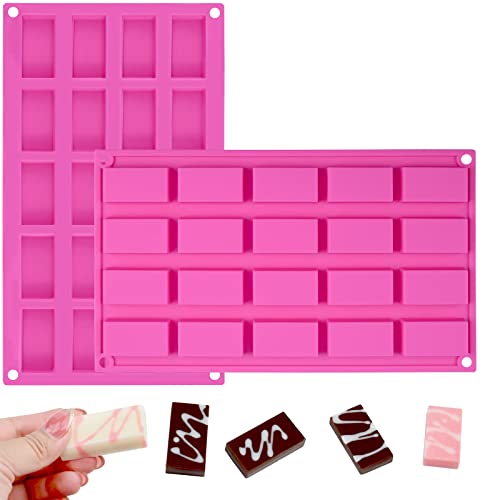 2 Pack Chocolate Bars Silicone Molds, Rectangles Candy Bars Mold, Making Protein Bars, Caramels, Granola Bars, Ice Cube, Dessert, Soap, Energy Bar and Praline