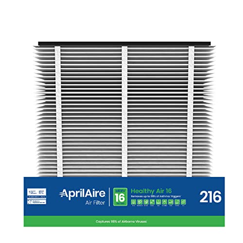 AprilAire 216 Replacement Filter for AprilAire Whole House Air Purifiers - MERV 16, Allergy, Asthma, & Virus, 20x25x4 Air Filter (Pack of 2)