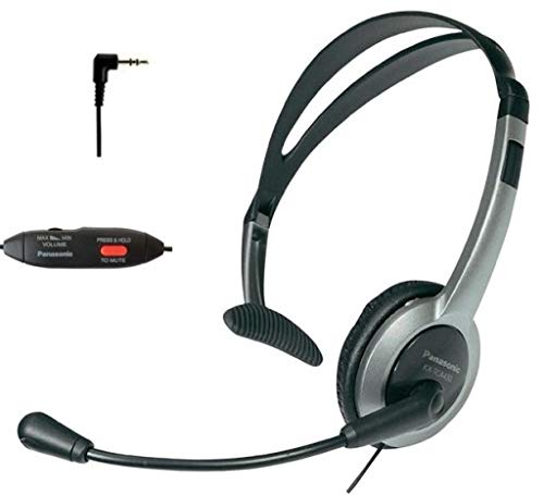 Panasonic Hands-Free Headset with Foldable Comfort Fit Lightweight Headband & Flexible Optimum Voice Microphone with Volume Control & Mute Switch For The Panasonic KX-TGA101S - KX-TGA101B - KX-TGA300S & KX-TGA300B Cordless Phone Accessory Handset