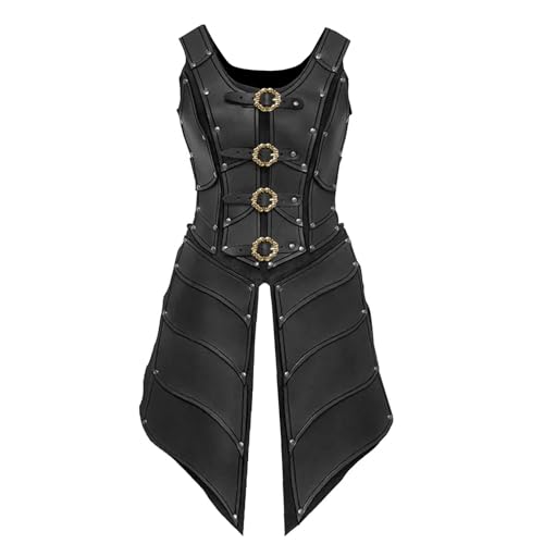 Ucosbros Medieval Armor Viking Armor Knight Dress Armor PU Leather Costume For LARP Party Black