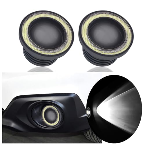 2PCS Angel Eye Halo Fog Lights for Cars,Multi-Color LED Fog Lights Assembly with COB Aperture for Car Lighting,Daytime Running Light Bulb Fits Car Truck SUV(White)