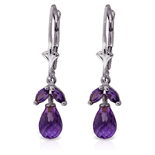 Galaxy Gold GG 14k White Gold Leverback Earrings with Amethysts