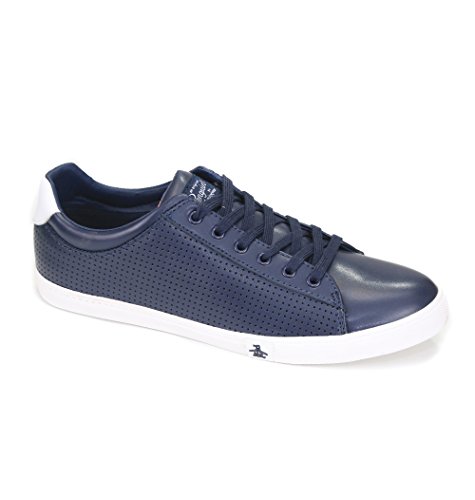 Original Penguin Men's Dan Leather Perforated Sneakers-Navy-10