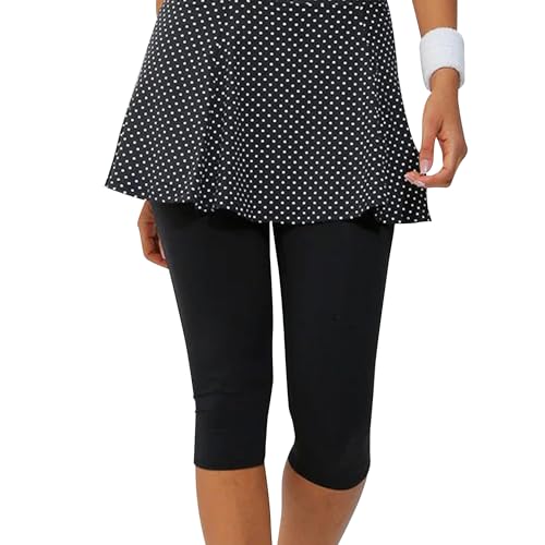 Dona Jo Skirted Capri for Women - Running Capri with Skirt and Modest Workout Clothes for Women - Workout Pants with Activewear Skirts - Lightweight & Breathable Casual Sport Skirt for Tennis & Golf