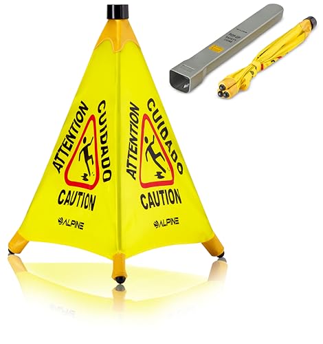 Alpine Pop-Up Wet Floor Sign - Portable Three Sided Caution Cone - Slip & Fall Accident Prevention - for Commercial & Office Use (20 inches)