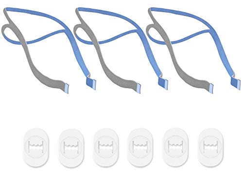 Replacement Headgear Compatible with ResMed Airfit P10 Nasal Pillow Mask Straps Included 3 Super Elastic Straps and 6 Adjustment Clips(3 Pack) Blue