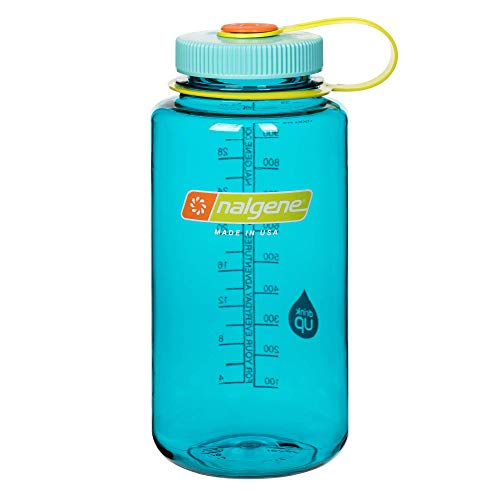 Nalgene Sustain Tritan BPA-Free Water Bottle Made with Material Derived from 50% Plastic Waste, 32 OZ, Wide Mouth, Cerulean