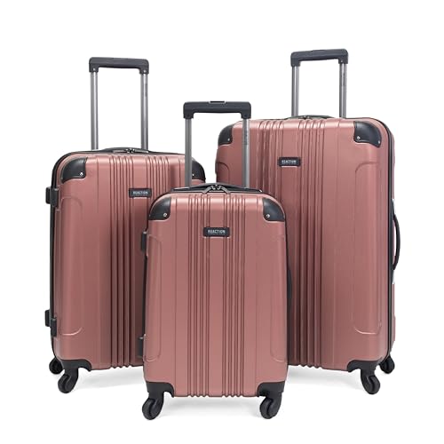 Kenneth Cole REACTION Out of Bounds Lightweight Hardshell 4-Wheel Spinner Luggage, Rose Gold, 3-Piece Set (20', 24', & 28')
