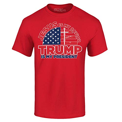 shop4ever Jesus is My Savior Trump is My President T-Shirt X-Large Red 0