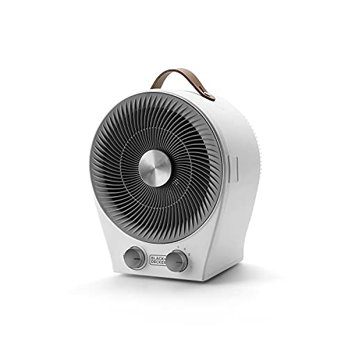 BLACK+DECKER BXFSH2000E: 2 in 1 Heater and Fan, Multi-Function, 2 Heat Intensity, 2 Fan Speed, Adjustable Thermostat, 2000W, Anti-Tip Safety, White