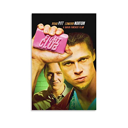 HGIIOOOGY Fight Club Movie Poster 1 Wall Art Canvas Print Poster Home Bathroom Bedroom Office Living Room Decor Unframed: 16'x24'