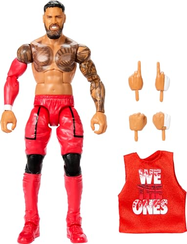 ​WWE Elite Action Figure & Accessories, 6-inch Collectible Jey USO with 25 Articulation Points, Life-Like Look & Swappable Hands​