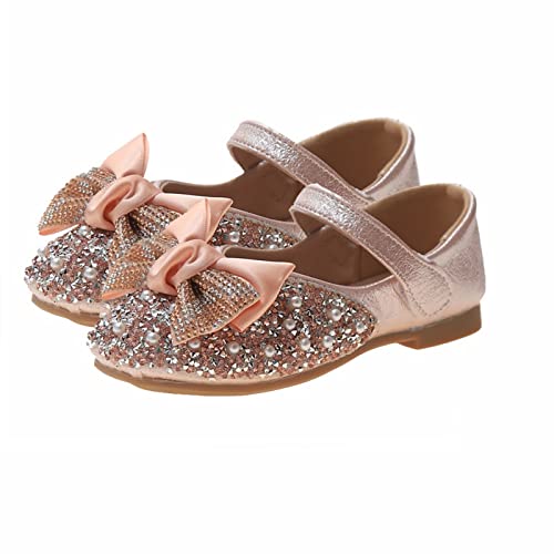 Toddler Girl's Dress Shoes Mary Jane Rhinestone Strap Flats Ballet Flats for Girls Flower Girl Party School Shoes Back to School Shoes for Girls