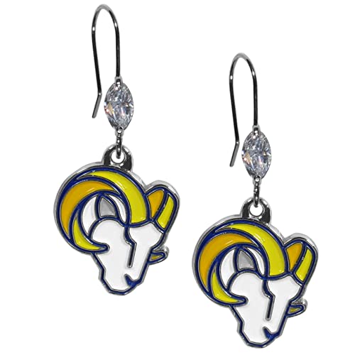 NFL Siskiyou Sports Womens Los Angeles Rams Crystal Dangle Earrings One Size Team Color,white