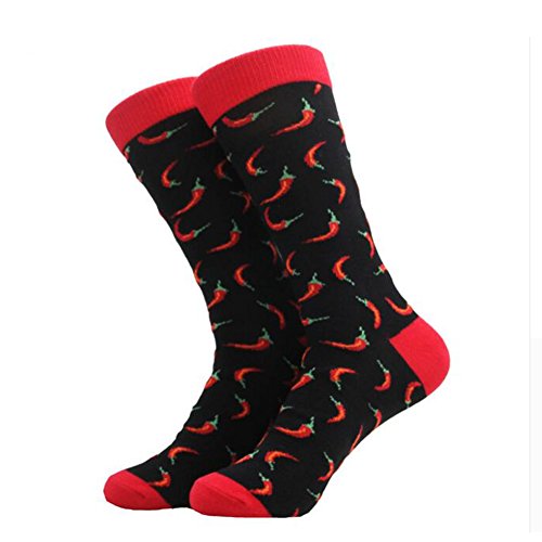 Dragon Honor Mens's Socks Crazy Funny Cute Novelty Cotton Luxury Cool Crew Socks (Chili)