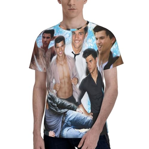 WINDSORCHEF Taylor Lautner T Shirt Mens Summer Loose Tee Casual O-Neck Short Sleeve T-Shirts Black Medium