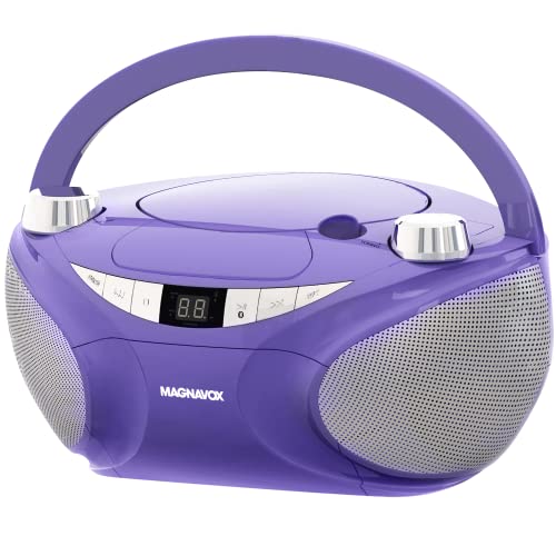 Magnavox MD6949 Portable Top Loading CD Boombox with AM/FM Stereo Radio and Bluetooth Wireless Technology in Black | CD-R/CD-RW Compatible | LED Display | (Purple)