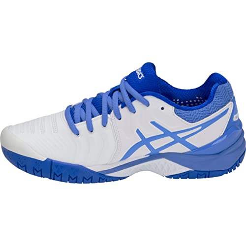 ASICS Women's GEL-Resolution 7 Tennis Shoes, 9, WHITE/BLUE COAST