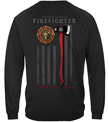 Fire Fighter Gear Tshirt - Fire Fighter Long Sleeve Shirts -Black XXX-Large