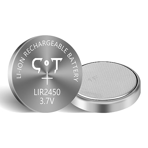 CT-ENERGY Lir2450 Rechargeable Battery 2 Pack Replace Cr2450 3v Lithium Coin Cell Battery