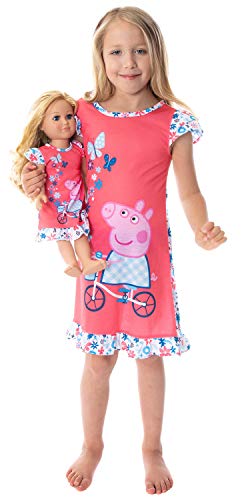 Peppa Pig Toddler Girls Pajamas Nightgown With Matching Doll Gown Set (5T) Pink