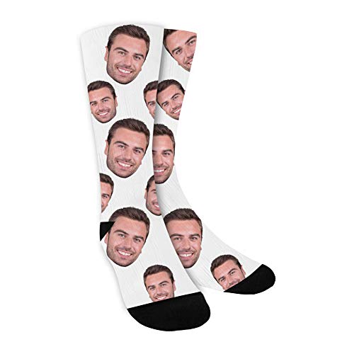 ShineSand Custom Face Socks with Picture, Personalized Socks with Photo Customized Unisex Funny Crew Sock Gifts for Men Women