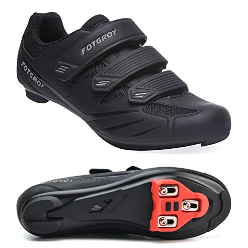 Mens Cycling Shoes Womens Peloton Shoes Compatible with SPD ARC Look Delta with Cleats, Unisex Spin Shoe Riding Indoor Road Bike Shoe Black Size US5.5
