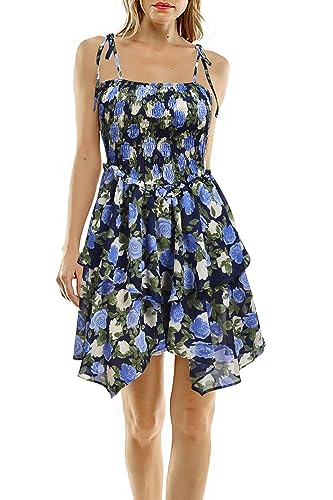 Viwenni Blue Dresses for Women Summer Casual Formal Short Wedding Guest Dress L