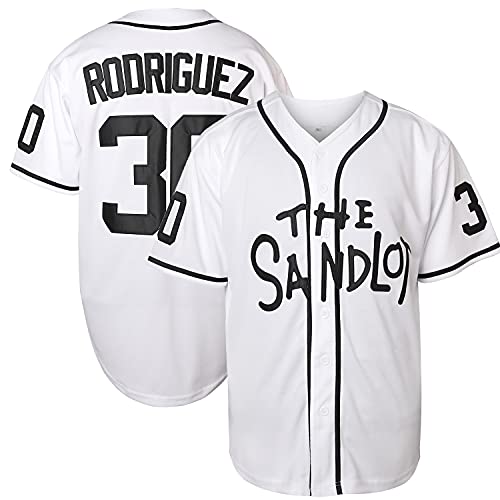 Phoneutrix Benny 'The Jet' Rodriguez 30 The Sandlot Legends #23 Bel Air Short Sleeve 3D Print Fashion Baseball Jersey (30 White, XX-Large)
